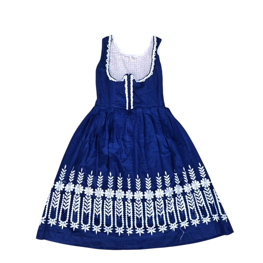 Vintage Rose Dirndl Aus Bayern Dress German Oktoberfest EU Size 40 Blue Floral
